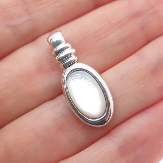 MICHELLE ALBALA 925 Sterling Silver Vintage Real MOP Minimalist Charm Pendant