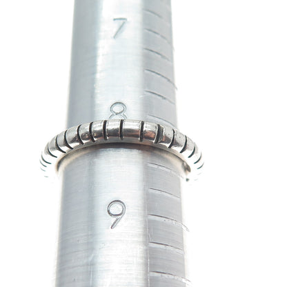 VERSANI 925 Sterling Silver Vintage Stackable Ribbed Band Ring Size 8.25