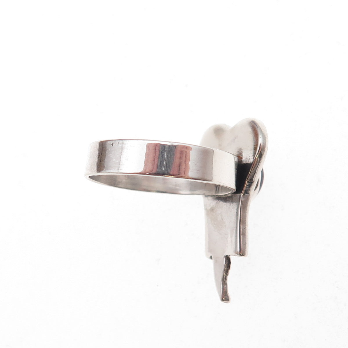 925 Sterling Silver Vintage Real Amethyst Modernist Oxidized Ring Size 8.5