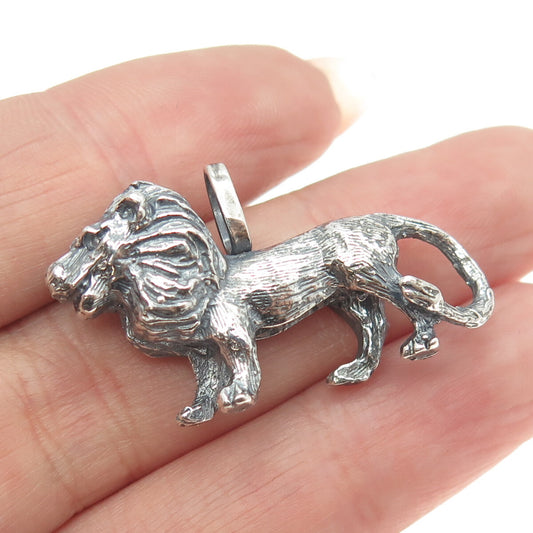 925 Sterling Silver Vintage Lion 3D Pendant
