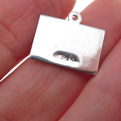 925 Sterling Vintage Enamel Western Postal Happy Birthday Telegram Charm Pendant