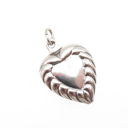 925 Sterling Silver Antique Art Deco Chatelaine Heart Mini Charm Pendant
