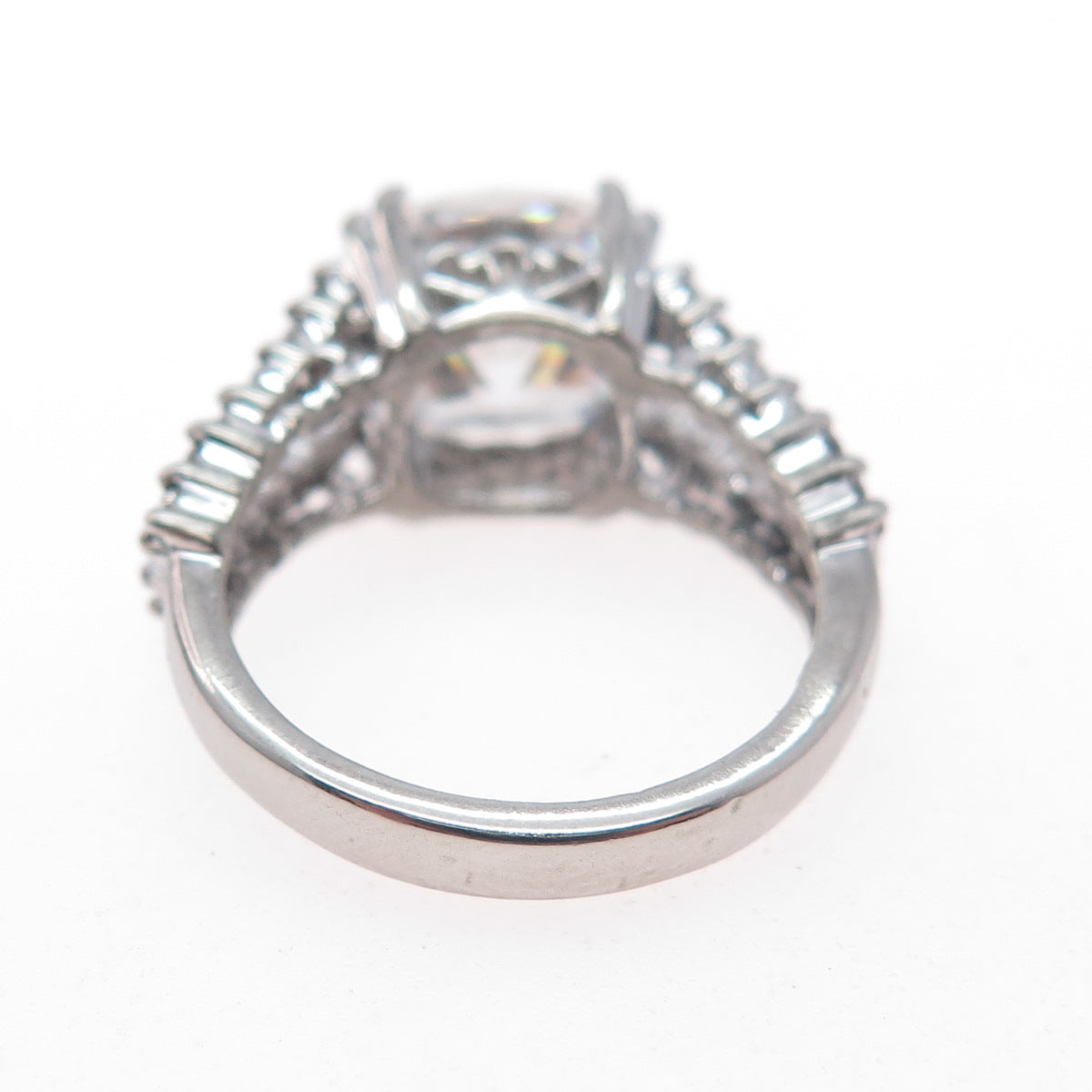 ANNIKA WITT 925 Sterling Silver Cushion & Round-Cut C Z Engagement Ring Size 6