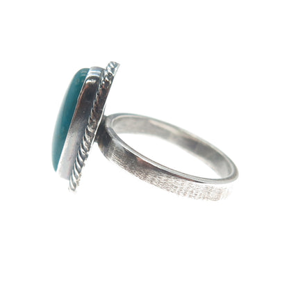 Old Pawn 925 Sterling Silver Vintage Kingman Turquoise Oxidized Ring Size 5.75