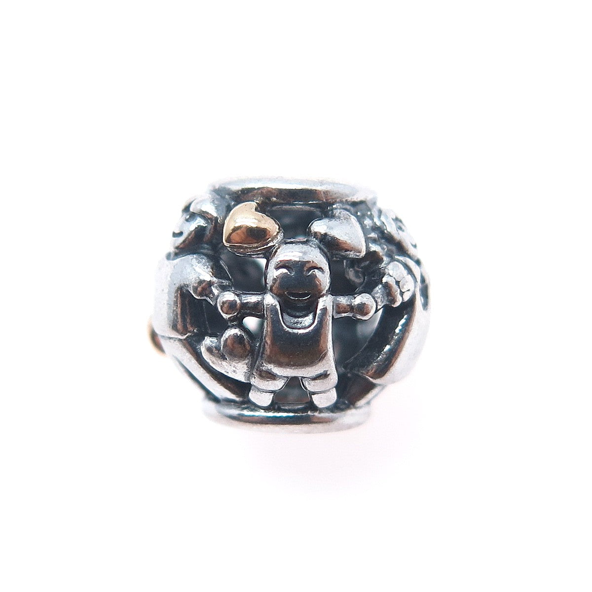 PANDORA 925 Sterling Silver & Gold Family Forever Slide Bead Charm