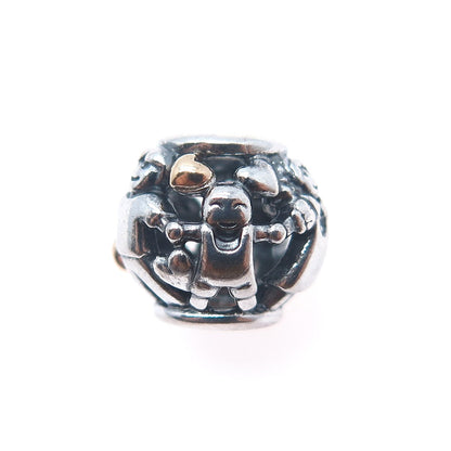 PANDORA 925 Sterling Silver & Gold Family Forever Slide Bead Charm