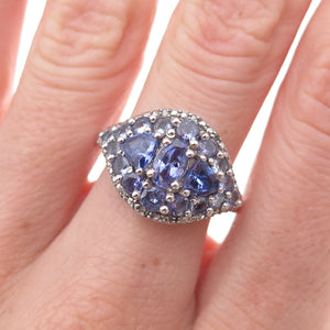 Chuck Clemency 925 Sterling Silver Real Diamond & Tanzanite Ring Size 8.25