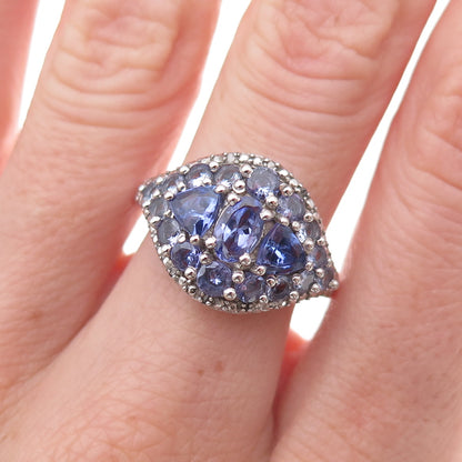 Chuck Clemency 925 Sterling Silver Real Diamond & Tanzanite Ring Size 8.25