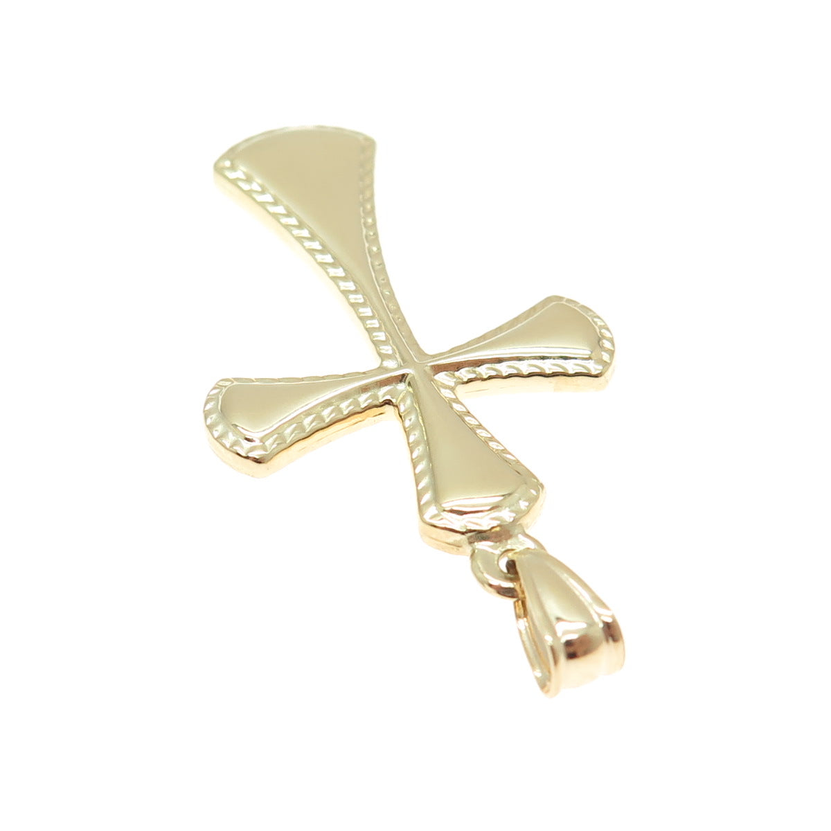 14K Yellow Gold Diamond-Cut Cross Religious Charm Pendant