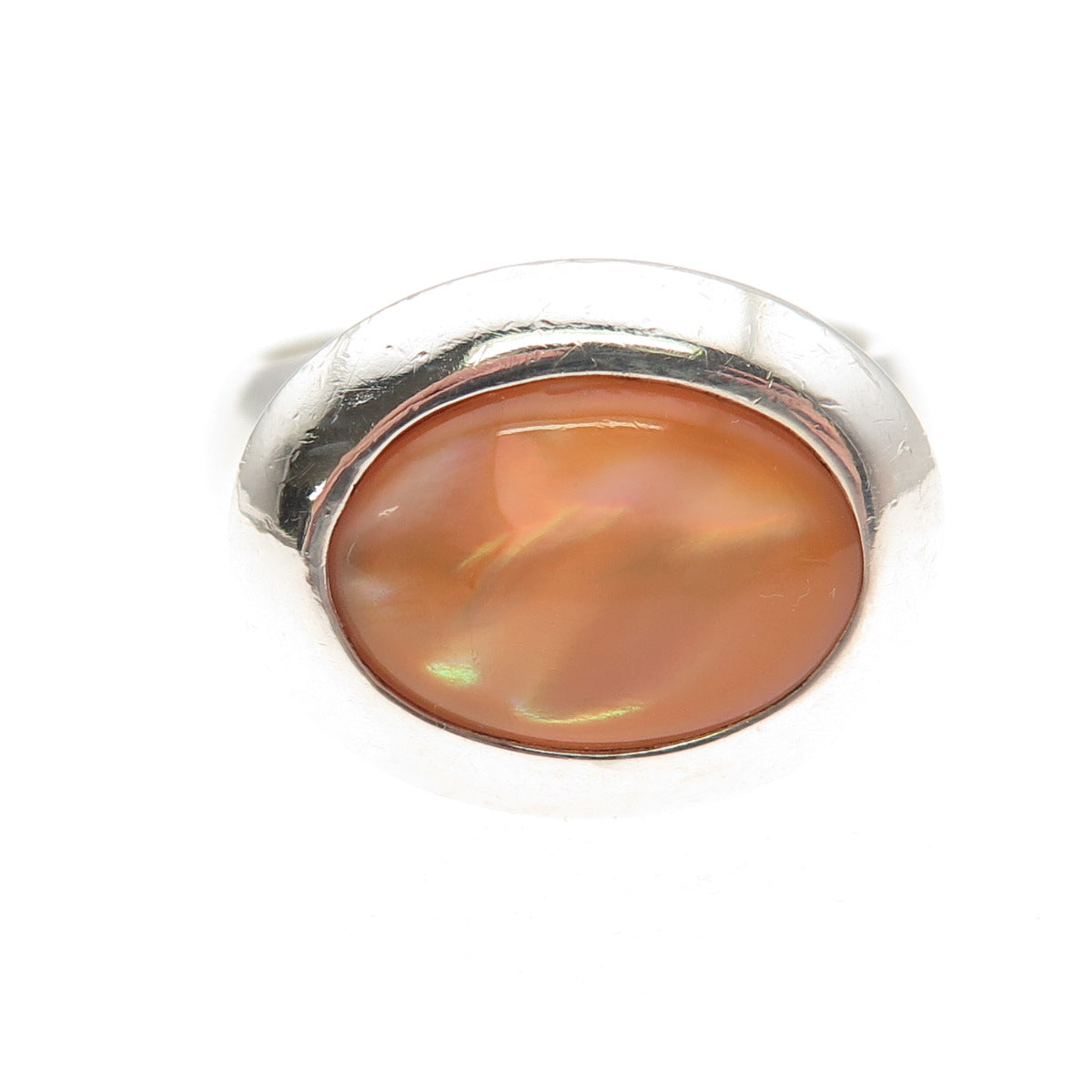 ESPO Joseph Esposito 925 Sterling Silver Vintage Real MOP Modernist Ring Size 9