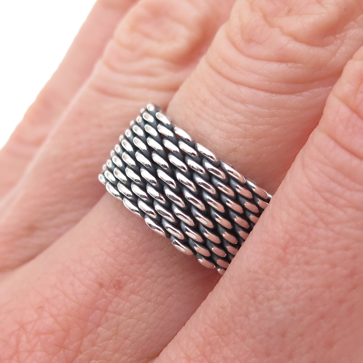Tiffany & Co. 925 Sterling Silver Vintage Somerset Mesh Ring Size 7