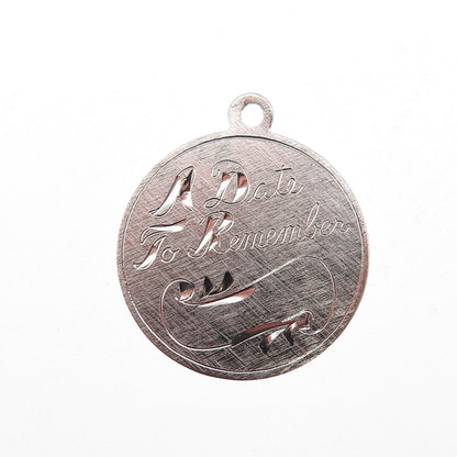 Wells 925 Sterling Silver Vintage A Date To Remember Charm Pendant