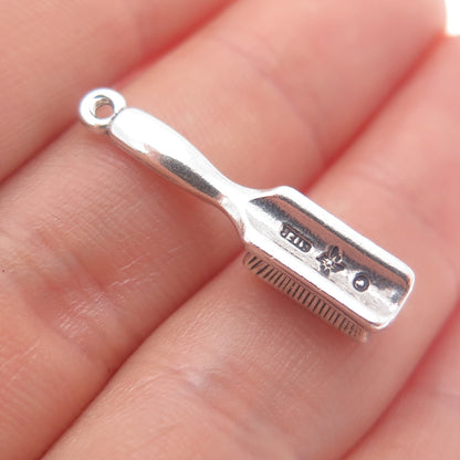 SUNWEST 925 Sterling Silver Vintage Hairbrush Charm Pendant