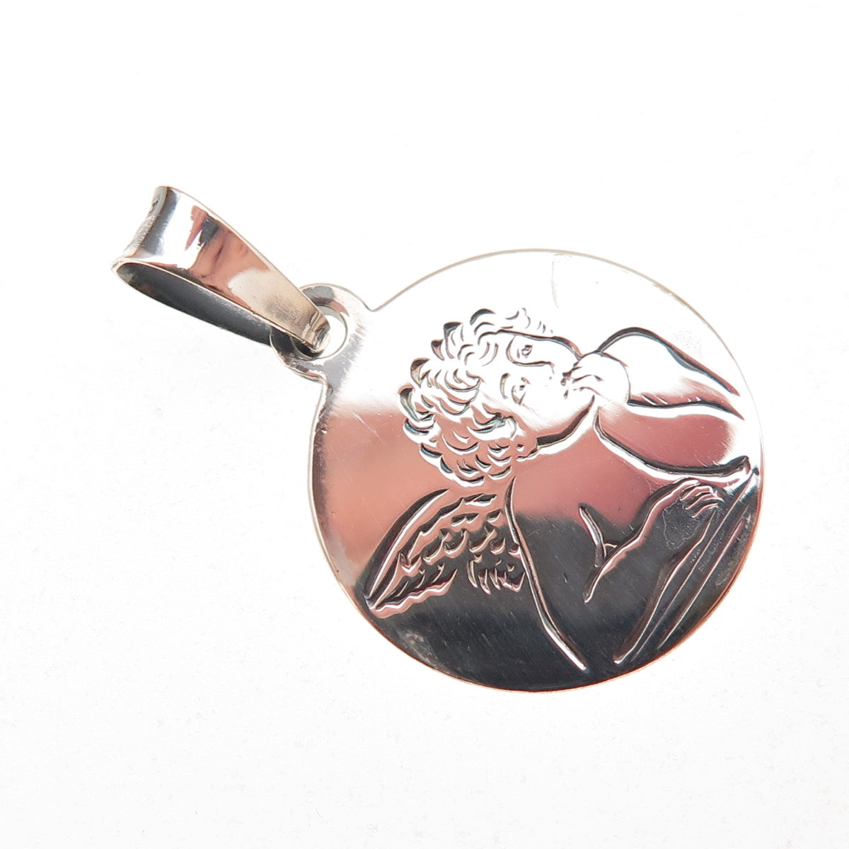925 Sterling Silver Vintage Italy Cherub Oxidized Charm Pendant