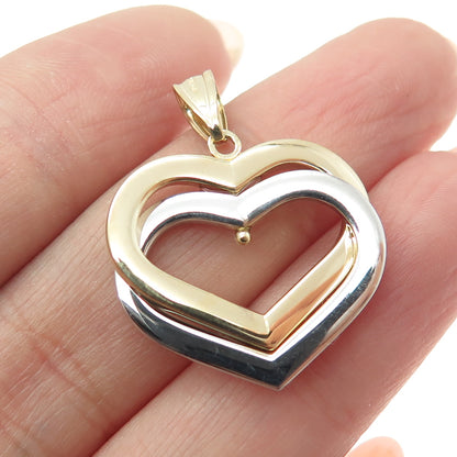 14K Yellow & White Gold Interlocked Heart Minimalist Charm Pendant