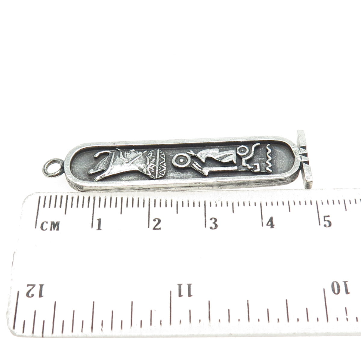 800 Silver Vintage Egypt Cartouche Double Sided Pendant