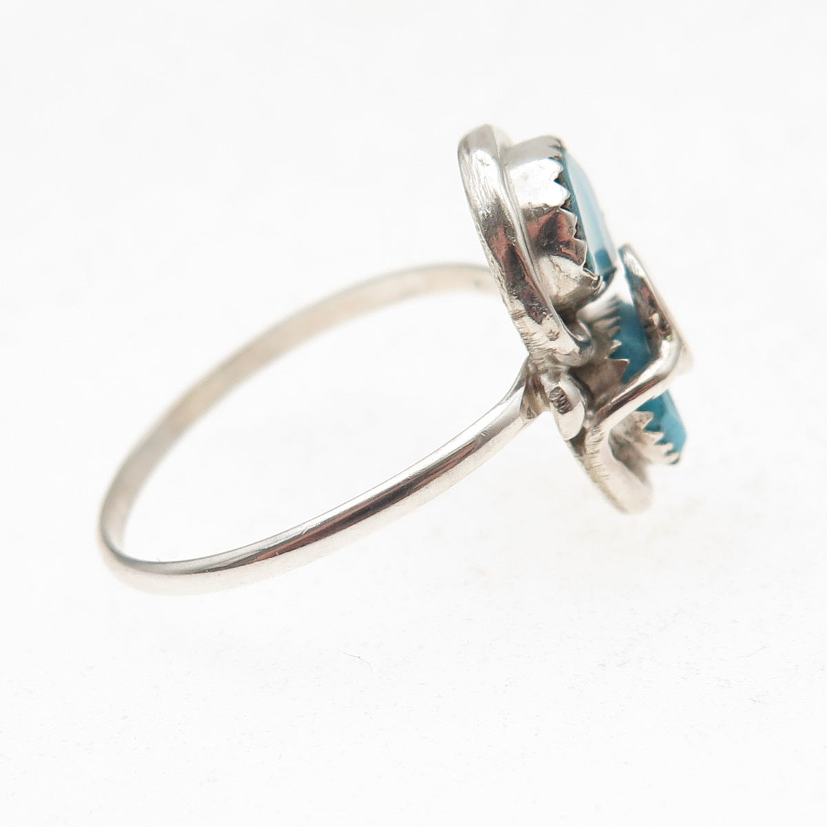Effie Calavaza Zuni Old Pawn Sterling Silver Vintage Turquoise Ring Size 10.25
