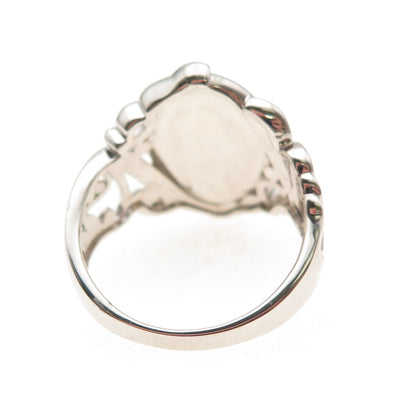 925 Sterling Silver Real Sleeping Beauty Turquoise Floral Ring Size 8