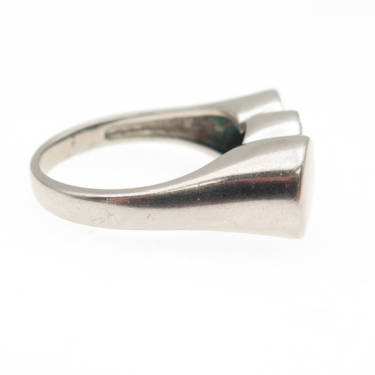 925 Sterling Silver Round-Cut C Z Modernist Overlap Disc Ring Size 9.5