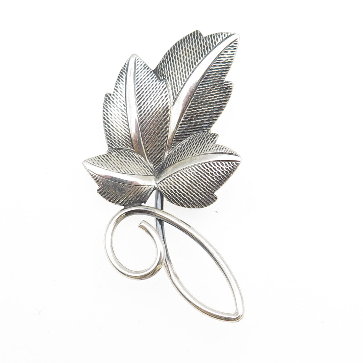 BEAU 925 Sterling Silver Vintage Floral Leaf Oxidized Pin Brooch