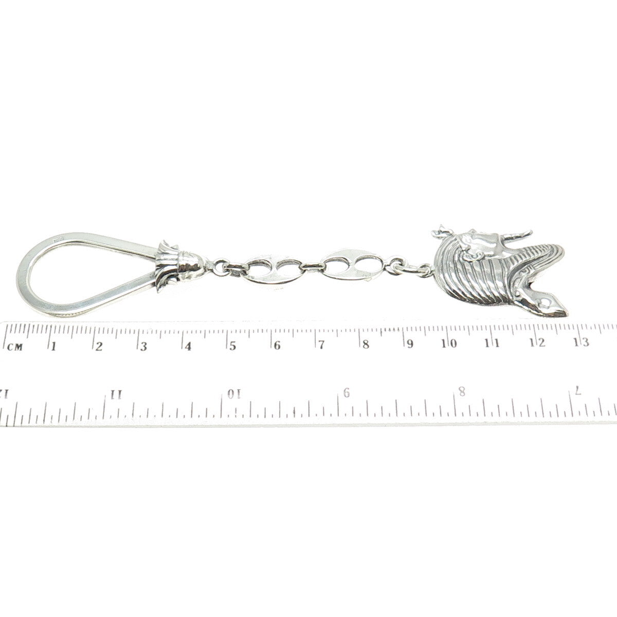 800 Silver Vintage Egypt Pharaoh Key Fob Chain Holder