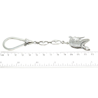 800 Silver Vintage Egypt Pharaoh Key Fob Chain Holder