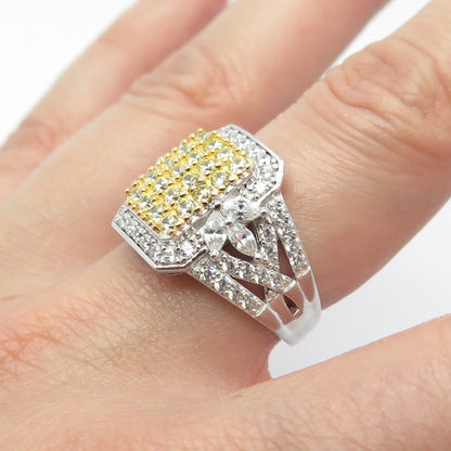925 Sterling Silver Yellow & White C Z Ring Size 7
