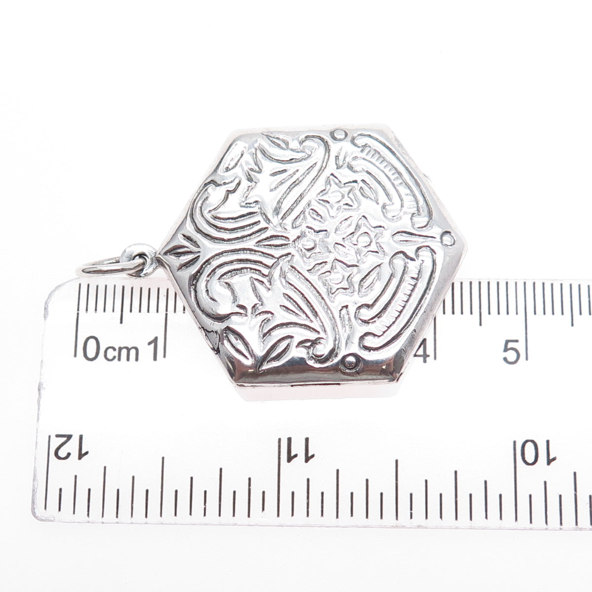 925 Sterling Silver Vintage Ornate Floral Locket Charm Pendant