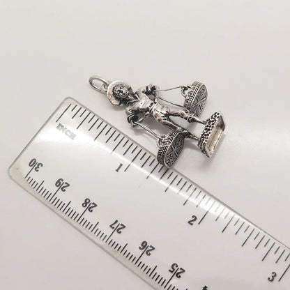 925 Sterling Silver Vintage Fishmonger Pendant