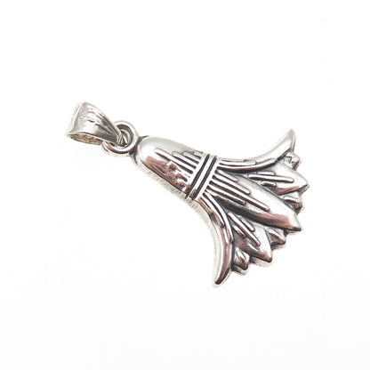 800 Silver Vintage Egyptian Lotus Flower Oxidized Charm Pendant