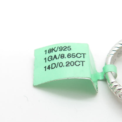 DANWAK 18K Gold Sterling 14 Diamond 0.20ct Green Amethyst 8.65ct Ring Size 7.25