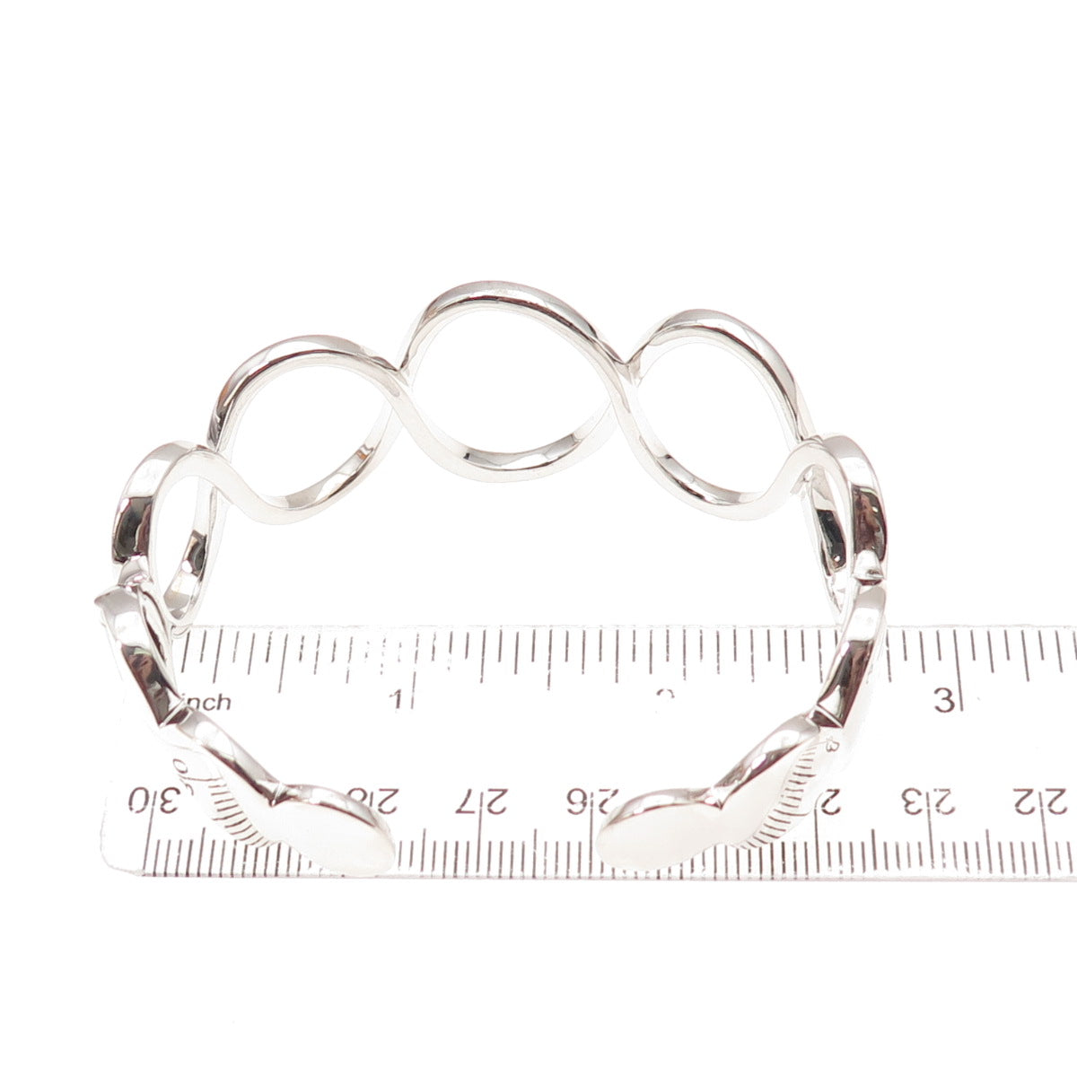 Sun 925 Sterling Silver Round-Cut C Z Infinity Link Adjustable Bracelet 6.25"