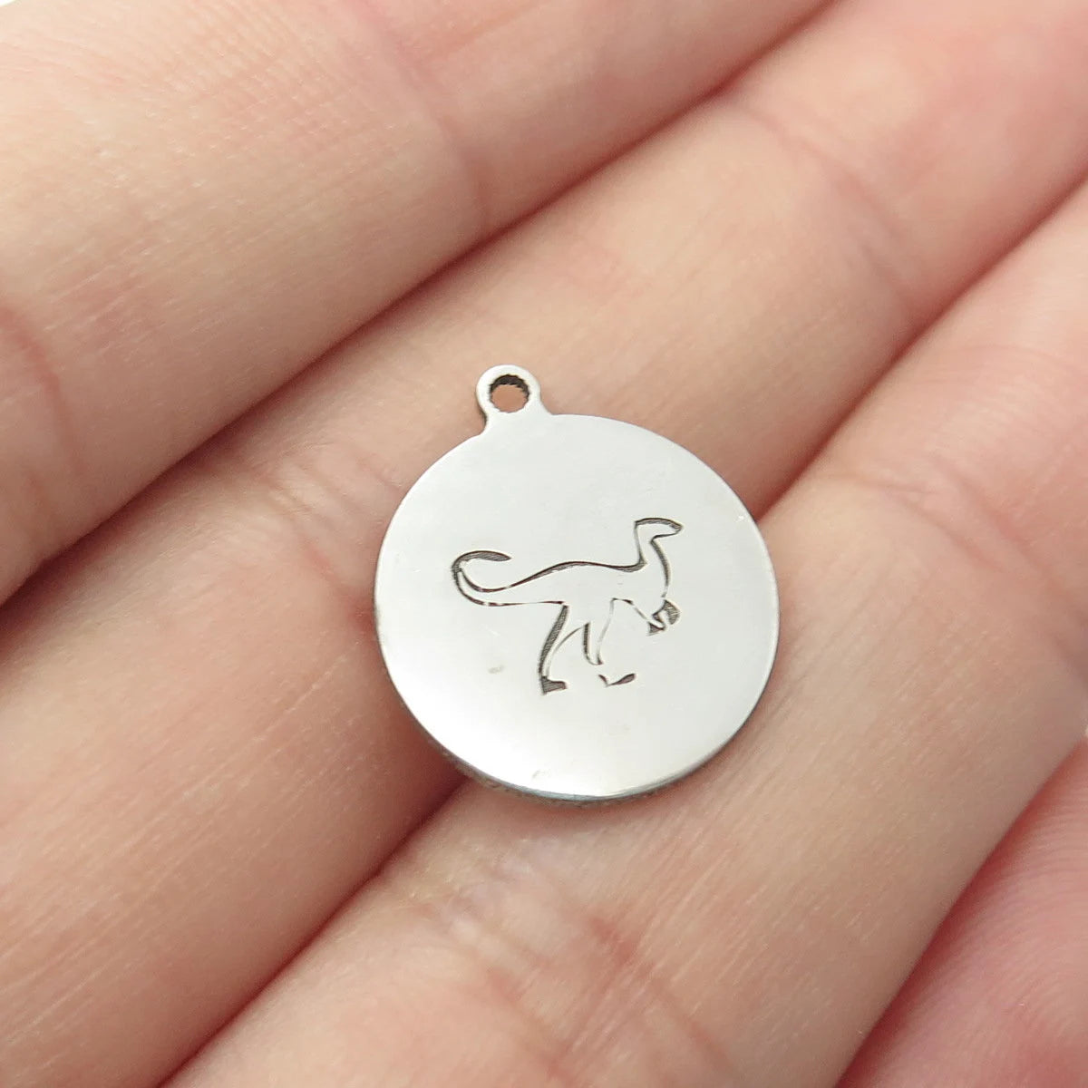 925 Sterling Silver USA Two In Town Dinosaur Charm Pendant