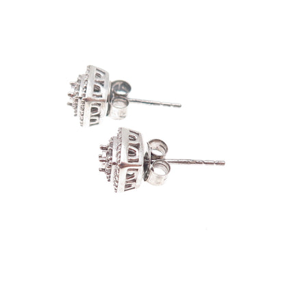 925 Sterling Silver Real Round-Cut Diamond Stud Earrings