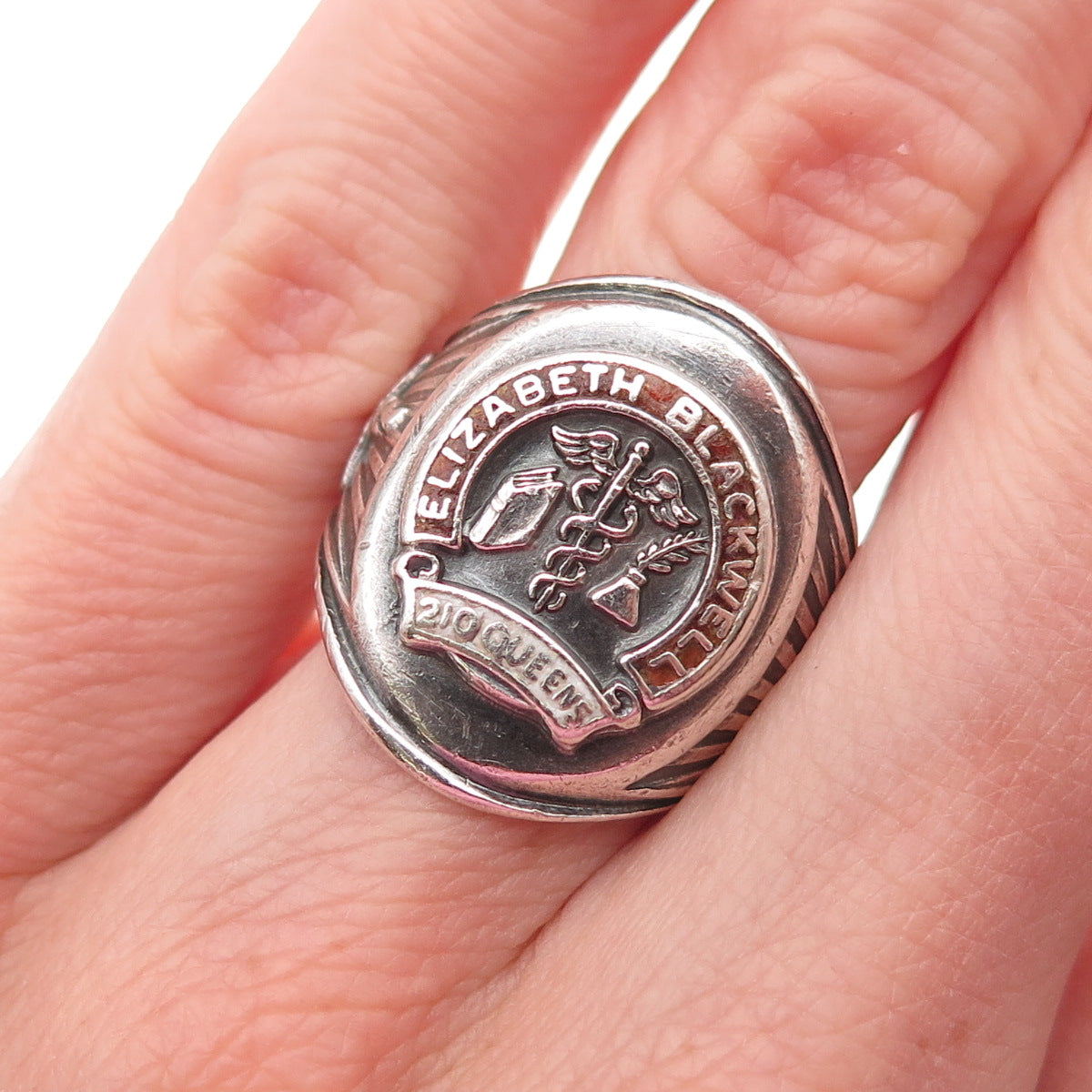 Reed & Co. Sterling Vintage 1969 Enamel Elizabeth Blackwell School Ring Size 6
