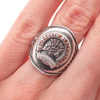 Reed & Co. Sterling Vintage 1969 Enamel Elizabeth Blackwell School Ring Size 6