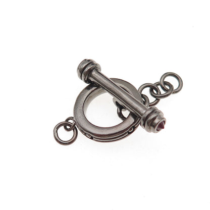 Jolusa Sterling Silver Black Rhodium Ruby Bracelet / Necklace Toggle Lock Clasp