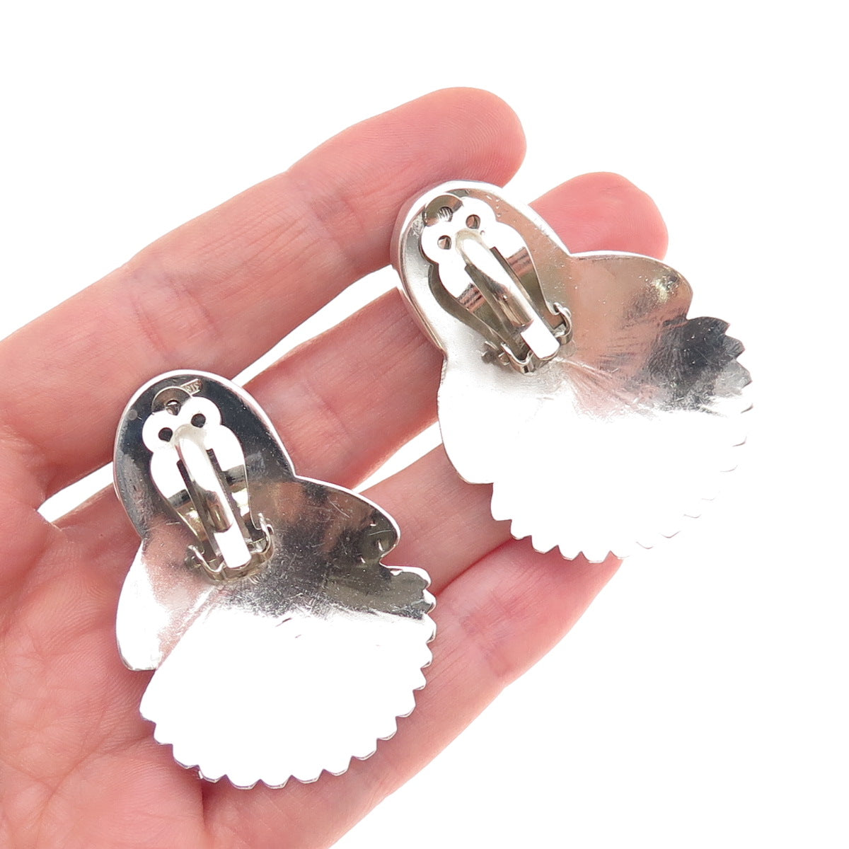 Betty Ann Lee Navajo Old Pawn Sterling Silver Vintage Turquoise Clip On Earrings