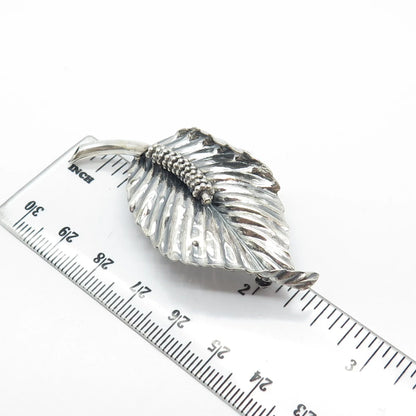 925 Sterling Silver Antique Jewelart Ribbed Leaf Pin Brooch