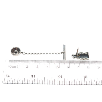 OSTBY & BARTON 925 Sterling Vintage Golf Club Oxidized Tie Tack w/ Button Chain