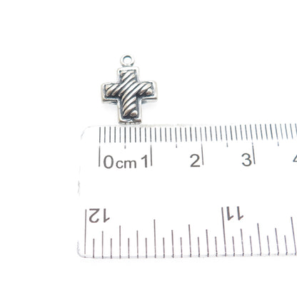 SIDNEY EVAN 925 Sterling Silver Vintage Cross Oxidized Minimalist Charm Pendant