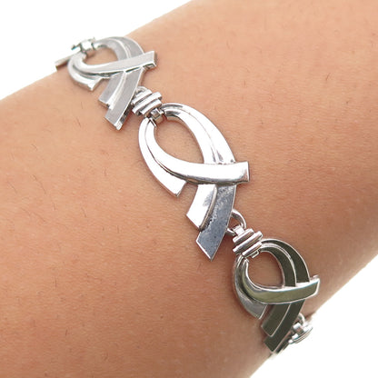 W.E. Richards 925 Sterling Silver Antique Art Deco Ribbon Link Bracelet 7"