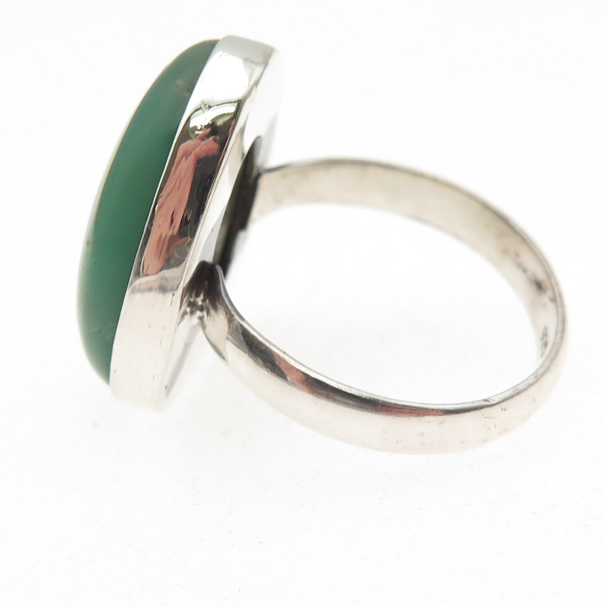 925 Sterling Silver Vintage Real Cabochon Chrysoprase Ring Size 9.5