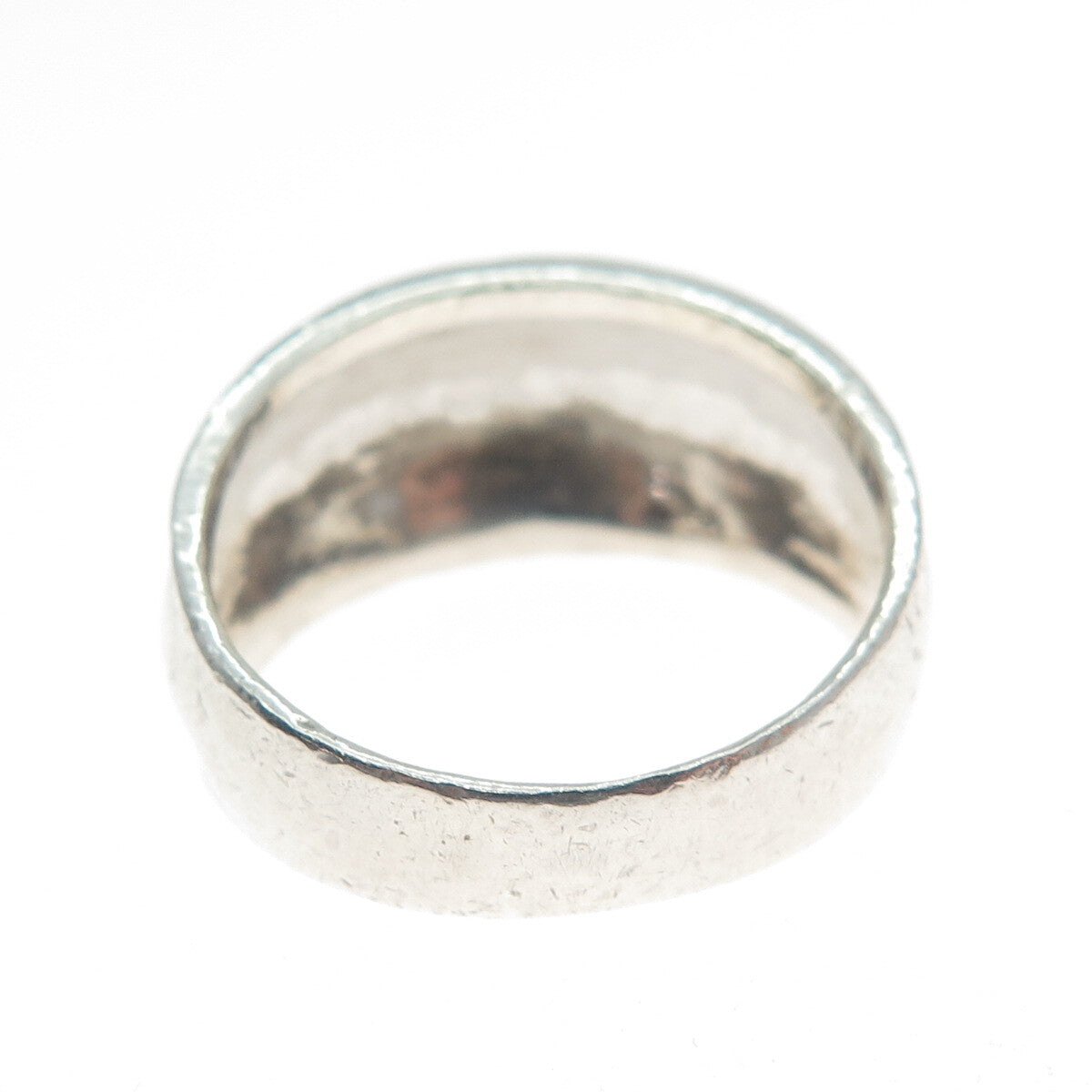 925 Sterling Silver Vintage Modernist Hammered Ring Size 8.5