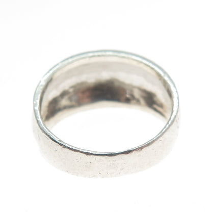 925 Sterling Silver Vintage Modernist Hammered Ring Size 8.5