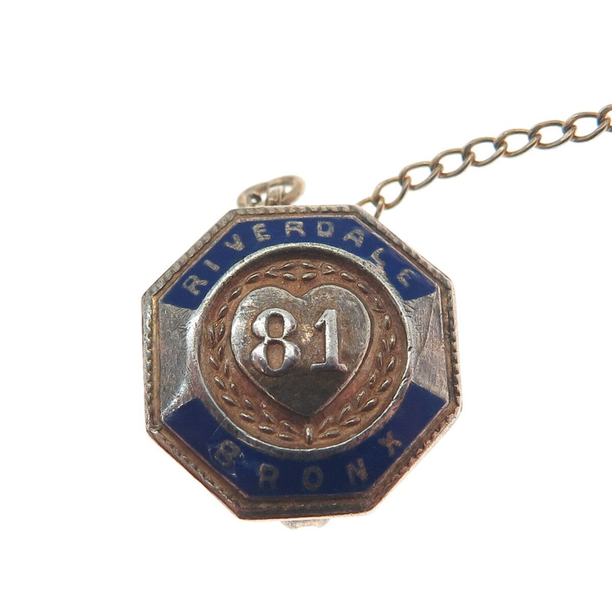 925 Sterling Silver Antique 1946 Enamel Public School 81 Riverdale Bronx Pin