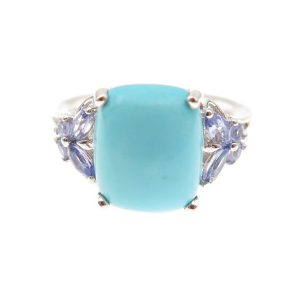 Chuck Clemency 925 Sterling Silver Real Turquoise & Tanzanite Ring Size 8.25