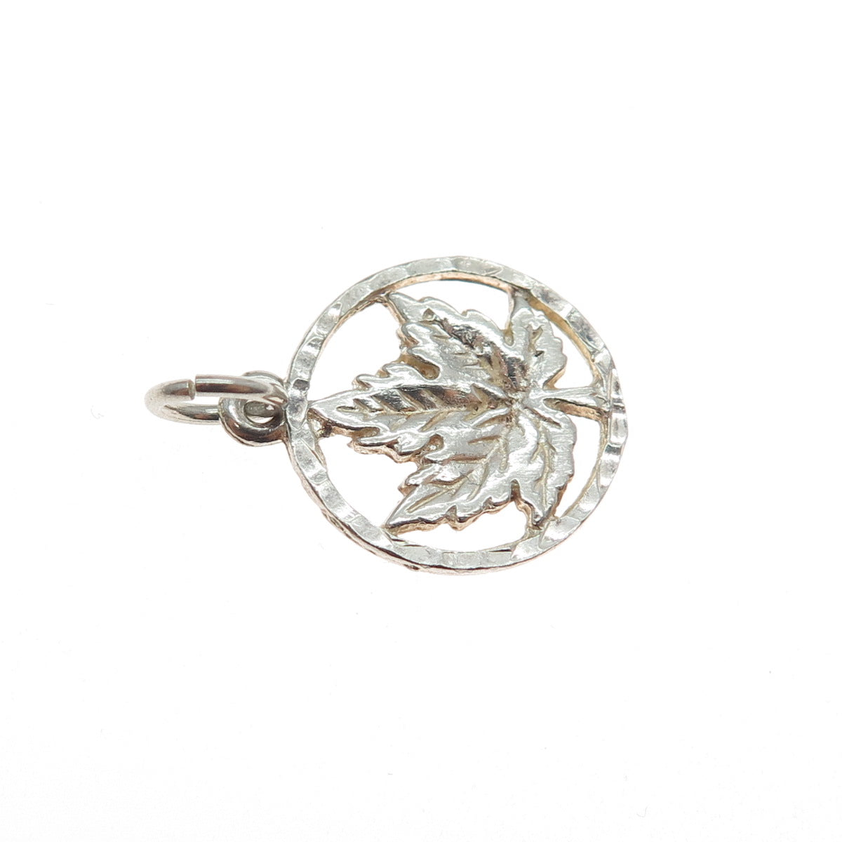 925 Sterling Silver Vintage EVP Maple Leaf Minimalist Charm Pendant