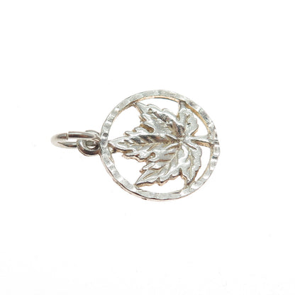 925 Sterling Silver Vintage EVP Maple Leaf Minimalist Charm Pendant