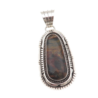 Gary Spencer Navajo Old Pawn Sterling Silver Vintage Tiger Iron Tribal Pendant